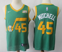 Nike Utah Jazz #45 Donovan Mitchell Green Game With Advertising Playoffs Earned Edition Authentic Stitched NBA Jersey