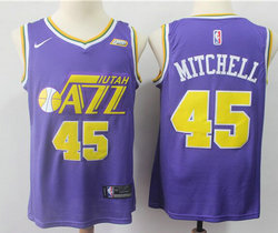 Nike Utah Jazz #45 Donovan Mitchell Purple With Advertising Game Authentic Stitched NBA Jersey