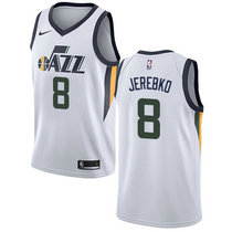 Nike Utah Jazz #8 Jonas Jerebko White Game Authentic Stitched NBA Jersey
