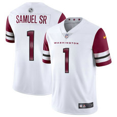 Nike Washington Commanders #1 Deebo Samuel Sr White Vapor Untouchable Authentic Stitched NFL Jersey