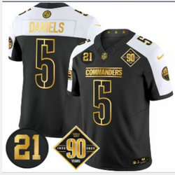 Nike Washington Commanders #5 Jayden Daniels 3(III) Black Thanksgiving Gold Name  jersey