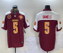 Nike Washington Commanders #5 Jayden Daniels Burgundy Red Thanksgiving F.U.S.E 90th patch NFL jersey