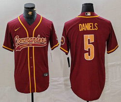 Nike Washington Commanders #5 Jayden Daniels Burgundy adults Authentic Stitched baseball jersey