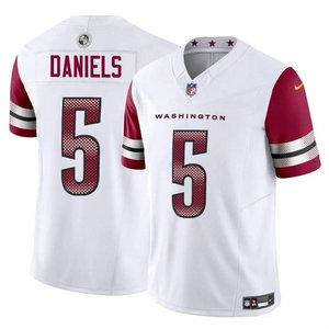 Nike Washington Commanders #5 Jayden Daniels White 2024 Draft Stitched NFL Jersey