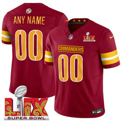 Nike Washington Commanders Custom Burgundy 24-25 Super Bowl LIX Football Jersey
