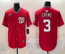 Nike Washington Nationals #3 Dylan Crews Red Stitched MLB Jersey