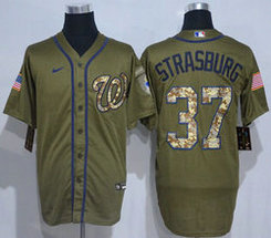 Nike Washington Nationals #37 Stephen Strasburg Green Salute to Service Authentic Stitched MLB Jersey