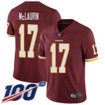 Nike Washington Redskins #17 Terry McLaurin Burgundy With NFL 100th Season Patch Red Vapor Untouchable Limited Authentic Stitched NFL Jersey