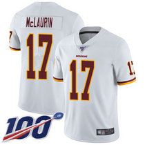 Nike Washington Redskins #17 Terry McLaurin With NFL 100th Season Patch White Vapor Untouchable Limited Authentic Stitched NFL Jersey