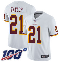Nike Washington Redskins #21 Sean Taylor With NFL 100th Season Patch White Vapor Untouchable Authentic Stitched NFL Jersey