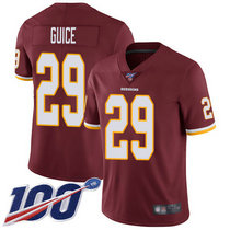 Nike Washington Redskins #29 Derrius Guice With NFL 100th Season Patch Burgundy Red Vapor Untouchable Authentic Stitched NFL Jersey