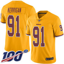 Nike Washington Redskins #91 Ryan Kerrigan With NFL 100th Season Patch Rush Authentic Stitched NFL Jersey
