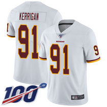 Nike Washington Redskins #91 Ryan Kerrigan With NFL 100th Season Patch White Vapor Untouchable Authentic Stitched NFL Jersey