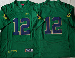 Norte Dame Fighting Irish #12 Ian Book Green College Football Jersey