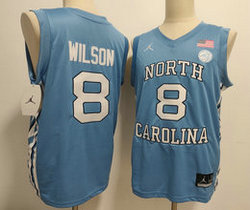 North Carolina Tar Heels #8 Caleb Wilson Blue jersey