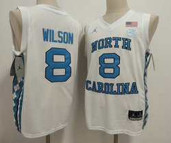 North Carolina Tar Heels #8 Caleb Wilson White jersey