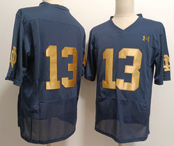 Notre Dame Fighting Irish #13 Riley Leonard Navy no name Stitched NCAA Jersey