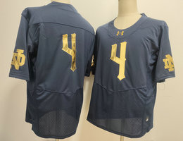 Notre Dame Fighting Irish #4 Jeremiyah Love Blue Gold number no name Jersey