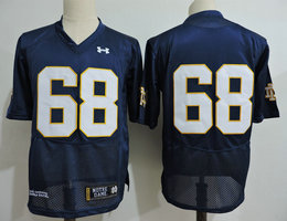 Notre Dame Fighting Irish #68 Michael Carmody without name Navy blue College Football Jersey