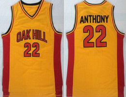 Oak Hill High School #22 Carmelo Anthony Yellow Basketball jersey