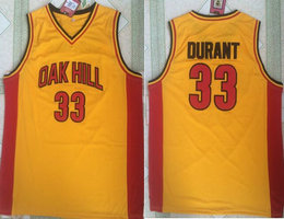 Oak Hill High School #33 Kevin durant Yellow jersey