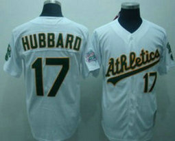 Oakland Athletics #17 Glenn Hubbard White Throwback Authentic stitched MLB jersey