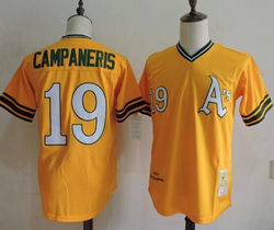 Oakland Athletics #19 Bert Campaneris Gold Pullover Throwback Authentic Stitched MLB Jerseys