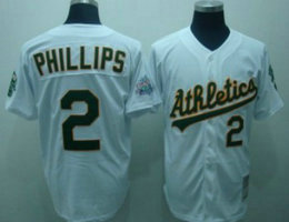 Oakland Athletics #2 Tony Phillips White Throwback Authentic stitched MLB jersey