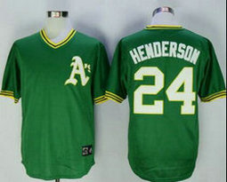 Oakland Athletics #24 Rickey Henderson Green Throwback Stitched MLB Jersey