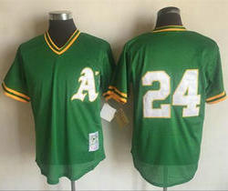 Oakland Athletics #24 Rickey Henderson Green no name Pullover Throwback Stitched MLB Jersey