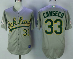 Oakland Athletics #33 Jose Canseco Grey Authentic Stitched MLB Jerseys