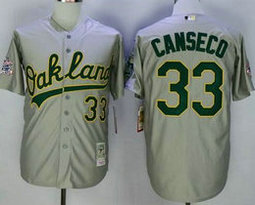 Oakland Athletics #33 Jose Canseco Grey Throwback Authentic Stitched MLB Jerseys