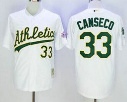 Oakland Athletics #33 Jose Canseco White Throwback Authentic Stitched MLB Jerseys