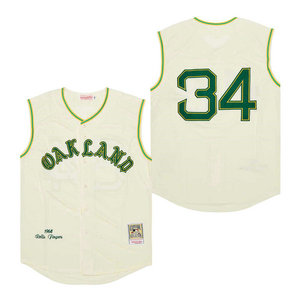 Oakland Athletics #34 Rollie Fingers 1968 short sleeves Throwback Authentic stitched MLB jersey