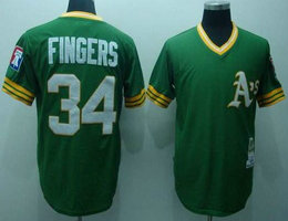 Oakland Athletics #34 Rollie Fingers Green Pullover Authentic stitched MLB jersey