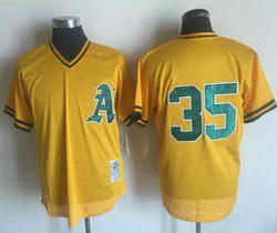 Oakland Athletics #35 Rickey Henderson Gold Pullover Throwback Stitched MLB Jersey