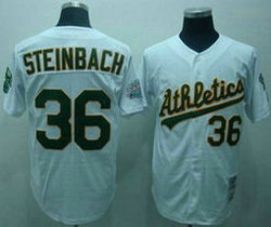 Oakland Athletics #36 Terry Steinbach White Throwback Authentic stitched MLB jersey