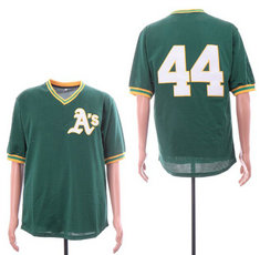 Oakland Athletics #44 Reggie Jackson Green Mesh Throwback Authentic Sitched Baseball Jersey