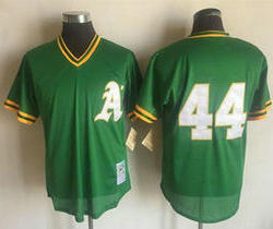 Oakland Athletics #44 Reggie Jackson Green Pullover Throwback Stitched MLB Jersey