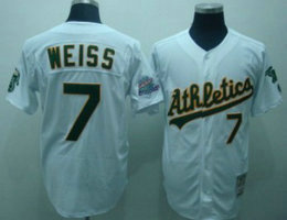 Oakland Athletics #7 Walt Weiss White Throwback Authentic stitched MLB jersey