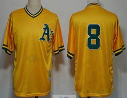 Oakland Athletics #8 Joe Morgan Gold Throwback Authentic stitched MLB jersey