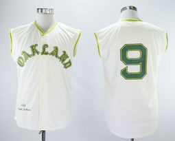 Oakland Athletics #9 Reggie Jackson White 1968 Throwback Authentic stitched MLB jersey