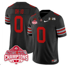 Ohio State Buckeyes #0 OH-IO Black 2025 CFP Final With National Champions Patch Jersey