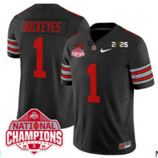 Ohio State Buckeyes #1 Buckeyes Black 2025 CFP Final With National Champions Patch Jersey