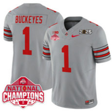 Ohio State Buckeyes #1 Buckeyes Grey 2025 CFP Final With National Champions Patch Jersey