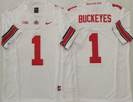 Ohio State Buckeyes #1 Buckeyes White Jersey
