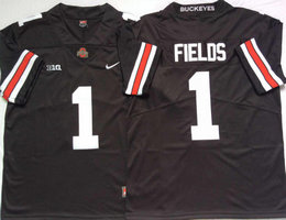 Ohio State Buckeyes #1 Justin Fields Black White Number Vapor Untouchable Stitched College Jersey