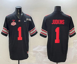 Ohio State Buckeyes #1 Quinshon Judkins Black 2025 CFP Final With National Champions Patch Jersey