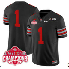 Ohio State Buckeyes #1 Quinshon Judkins Black no name 2025 CFP Final With National Champions Patch Jersey