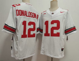 Ohio State Buckeyes #12 CJ Donaldson Jr. White College Football Game Jersey